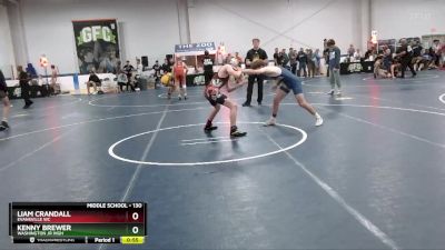 130 lbs Cons. Round 2 - Kenny Brewer, Washington Jr High vs Liam Crandall, Evansville WC