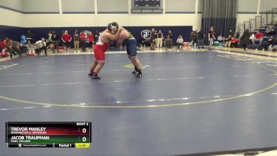 285 lbs Quarterfinal - Trevor Manley, Washington & Jefferson vs Jacob Traupman, Thiel College