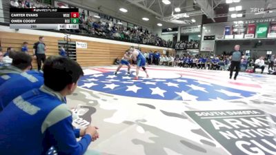 285 lbs Quarterfinals (8 Team) - Owen Coody, Rapid City Stevens vs Carter Evans, West Central