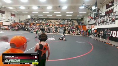 85 lbs Quarterfinal - Levi Woodward, Worland Wrestling Club vs Spence Hill, Cody Wrestling Club