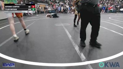 140 lbs Quarterfinal - Antonio Campos, OKC Saints Wrestling vs Tyler Bryson, Harrah Little League Wrestling