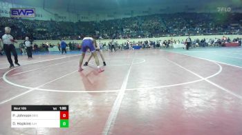 160 lbs Round Of 32 - Promised Johnson, Bristow vs Dagan Hopkins, Vinita Jr. High