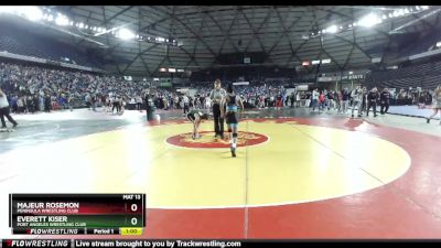 98 lbs Champ. Round 2 - Everett Kiser, Port Angeles Wrestling Club vs Majeur Rosemon, Peninsula Wrestling Club