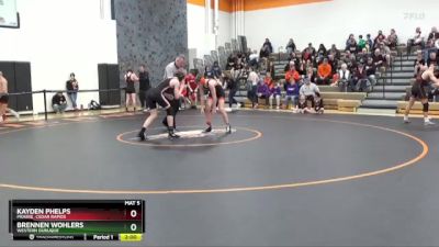 144 lbs Cons. Semi - Brennen Wohlers, Western Dubuque vs Kayden Phelps, Prairie, Cedar Rapids