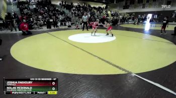 67 lbs Quarterfinal - Nolan McDonald, Fallbrook Wrestling Club vs Joshua Fakhoury, Temecula
