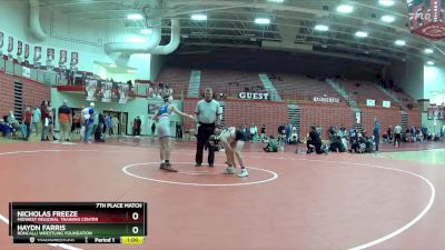100 lbs 7th Place Match - Nicholas Freeze, Midwest Regional Training Center vs Haydn Farris, Roncalli Wrestling Foundation