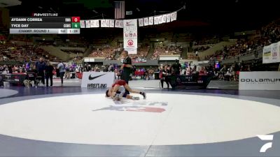 All Cadet Boys Freestyle Lower - 100 lbs Champ. Round 1 - Aydann Correa, Brawley Wrestling Academy vs Tyce Day, California Gladiators Wrestling Club