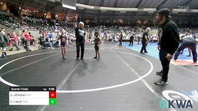 67 lbs Quarterfinal - Jayzlynn Johnson, Chickasha Youth Wrestling vs Camden Lloyd, Team Tulsa Wrestling Club