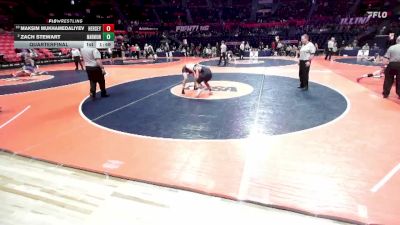 3A 144 lbs Quarterfinal - Maksim Mukhamedaliyev, Arlington Heights (Hersey) vs Zach Stewart, Aurora (Marmion Academy)