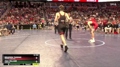 1A-106 lbs Cons. Round 2 - Braeden Thomas, Central Decatur vs Max Millage, Earlham