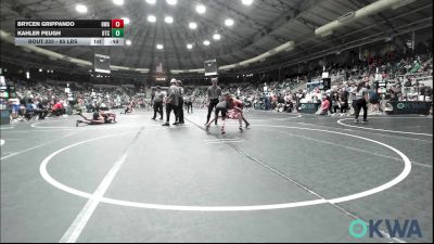 85 lbs Consi Of 16 #2 - Brycen Grippando, HURRICANE WRESTLING ACADEMY vs Kahler Peugh, Owasso Takedown Club
