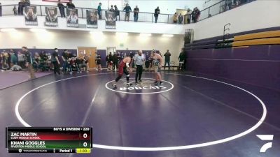 220 lbs Quarterfinal - Khani Goggles, Riverton Middle School vs Zac Martin, Cody Middle School