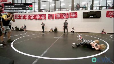 49 lbs Round Of 16 - Karter Cox, Blanchard Wrestling Club vs Kallum Hendrickson, OKC Saints Wrestling
