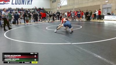 174 lbs Quarterfinal - Andres Nicacio, Corban University vs Peter McCrackin, Simon Fraser (B.C.)