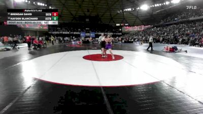 Boys 4A 215 lbs Cons. Round 1 - Kayden Blanchard, Lake Stevens vs Brendan David, South Kitsap