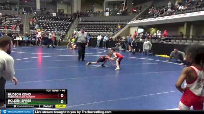 40 lbs Semifinal - Hudson Kono, Moen Wrestling Academy vs Holden Spree, Davis County Elite