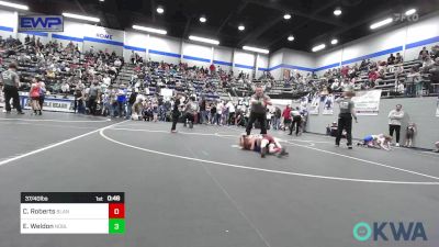 37/40 lbs Rr Rnd 1 - Crosslee Roberts, Blanchard Youth Wrestling Club vs Ella Weldon, Noble Takedown Club