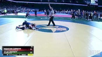 Girls-115 lbs Quarterfinal - Kylee Grimmett, Springport HS vs Madalynn Corrigan, Powers North Central HS
