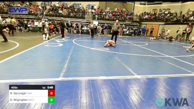 40 lbs Rr Rnd 4 - Rowe Sprunger, Oklahoma Wrestling Academy vs Gavin Wigington, Watonga Blaine County Grapplers