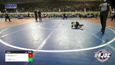 52 lbs Round Of 16 - Gunnar Brown, Duncan Demon Wrestling vs Caleb Hall, Newkirk Takedown Club