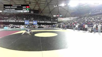 Boys 4A 132 lbs Champ. Round 1 - Samuel Irizarry, Lake Stevens vs Jaxon Clasby, Arlington