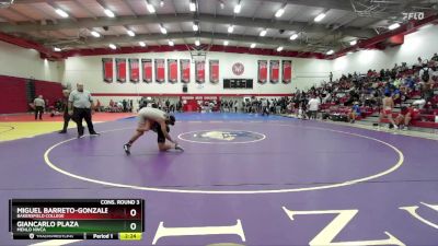 133 lbs Cons. Round 3 - Giancarlo Plaza, Menlo NWCA vs Miguel Barreto-Gonzalez, Bakersfield College