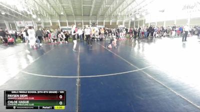 105 lbs Cons. Round 2 - Paysen Deim, Wasatch Wrestling Club vs Chloe Hague, Cougars Wrestling Club