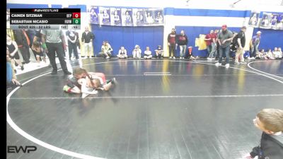 52 lbs Consi Of 8 #1 - Cainen Sitzman, Tulsa Blue T Panthers vs Sebastian Nicasio, Fort Gibson Youth Wrestling