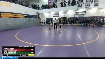 70-77 lbs Round 2 - Jasmine Platt, Lander Middle School vs Mia Hanger, Riverton Middle School