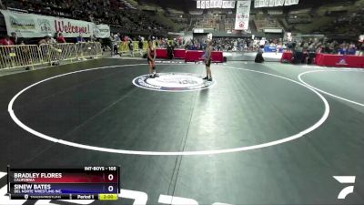 105 lbs Quarterfinal - Bradley Flores, California vs Sinew Bates, Del Norte Wrestling Inc.