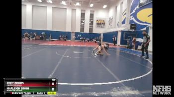 130 lbs Cons. Round 3 - Zoey Bogos, Canon McMillan vs Marleigh Singh, Mountain ViewHS