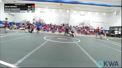 112 lbs Consolation - Isaac Nickels, Weatherford Youth Wrestling vs Baylin Wigington, Watonga Youth Wrestling
