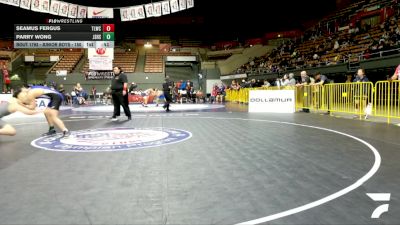 Junior Boys - 150 lbs Cons. Round 3 - Seamus Fergus, The Laboratory (Wrestling Club) vs Parry Wong, Junipero Serra High School Wrestling
