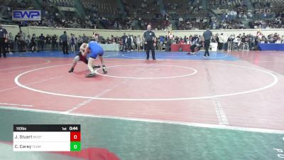 110 lbs Consi Of 16 #2 - Jackson Stuart, Mustang Middle School vs Cade Carey, Team Guthrie Wrestling