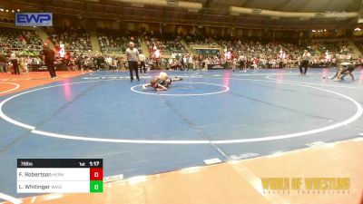 76 lbs Round Of 32 - Frankie Robertson, Hennessey Takedown Club vs Lucas Whitinger, Waverly Area Wrestling Club