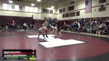 157 lbs 23rd Place Match - Kynnick Christofferson, Burlington Notre Dame vs Braven Beaumont, Denver