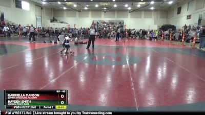 40 lbs Round 1 - Gabriella Manson, Summit Wrestling Academy vs Hayden Smith, Hudson Pirate Elite