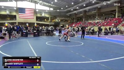 113 lbs Quarterfinal - Blayke Dickmeyer, MO vs Braiden Bartlett, TX