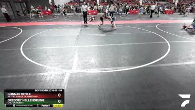 94 lbs Quarterfinal - Gunnar Doyle, Victory School Of Wrestling vs Gregory Hellendrung, Chilton/Hilbert