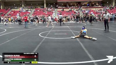 76 lbs Cons. Round 3 - Brendon Burns, Kansas Young Guns Wrestling Cl vs Kingston Gordon, Blue Pride