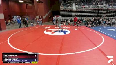 93 lbs Quarterfinal - Brogon Gold, Riverton USA Wrestling vs Gavin Reinert, High Plains Thunder Wrestling Club