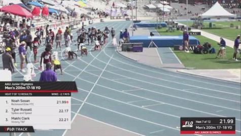 2026 AAU Junior Olympic Games - Youth Boys' 200m, Prelims 8 - Age 17-18