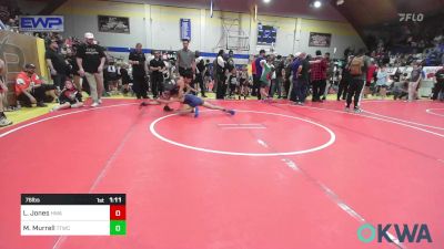 76 lbs Quarterfinal - LeBrae Jones, HURRICANE WRESTLING ACADEMY vs Miles Murrell, Team Tulsa Wrestling Club