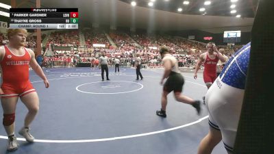 215 lbs Champ. Round 1 - Parker Gardner, Lindsborg-Smoky Valley HS vs Thayne Gross, Holton HS