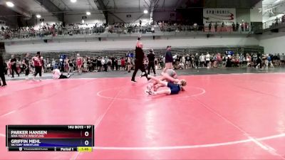 97 lbs Quarterfinal - Parker Hansen, Nixa Youth Wrestling vs Griffin Mehl, Victory Wrestling