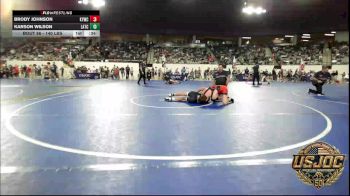 140 lbs Consi Of 16 #2 - Brody Johnson, Kiefer Youth Wrestling Club vs Karson Wilson, Little Axe Takedown Club