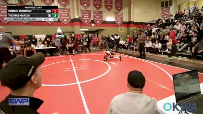 55 lbs Semifinal - Corbin Morrow, Wyandotte Youth Wrestling vs Thomas Garcia, Owasso Takedown Club
