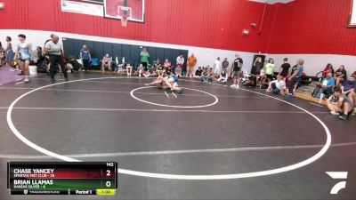 142 lbs Round 1 (6 Team) - Brian Llamas, Kansas Silver vs Chase Yancey, Spartan Mat Club