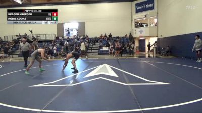 174 lbs 3rd Place Match - Kodie Cooks, Cuesta College vs Keagen Kroeger, Vanguard