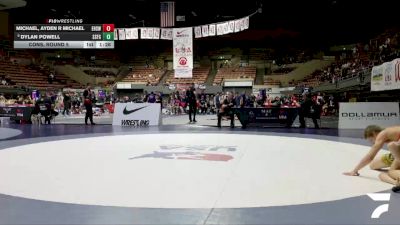 All Cadet Boys Freestyle Lower - 132 lbs Cons. Round 5 - Michael, Ayden R Michael, Etiwanda High School Wrestling vs Dylan Powell, South San Francisco Gator WC
